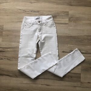 Snakeskin Front White Stretchy Skinny Jeans with Gold Details